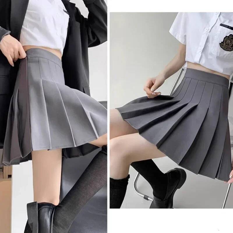 Spring Summer Lady Solid Color Slim Fit Mini Female Comfortable Elastic Zipper Girls High Waisted JK A-line Skirts dongdumaoyi