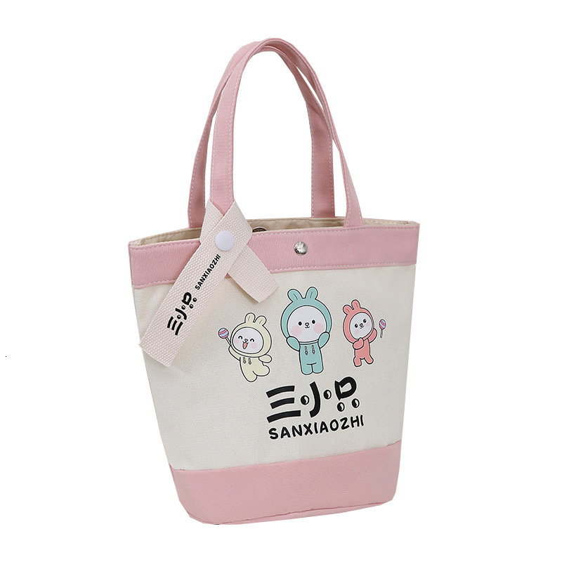 Canvas Bucket Bag New Canvas Bag Handheld Cartoon Cute Office Handbag Lunch Bag Designer Bag Mommy Luxury Free Shipping Bag Tote Bag
