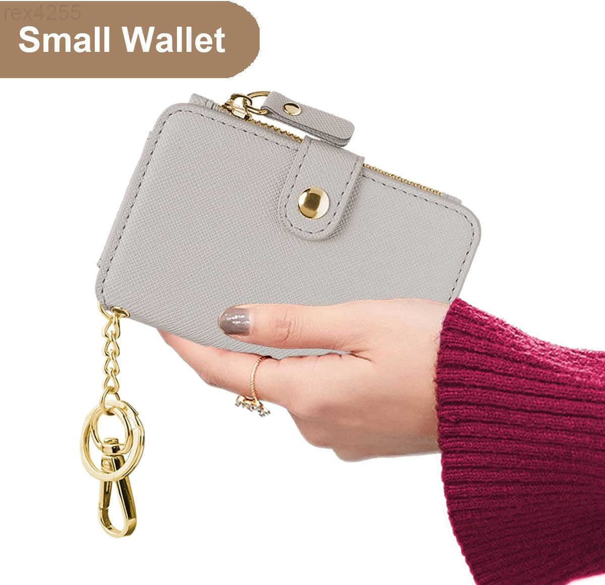 Keychain wallet Rfid Blocking Credit Card Holder Leather Zipper Card Case for WomenW250911