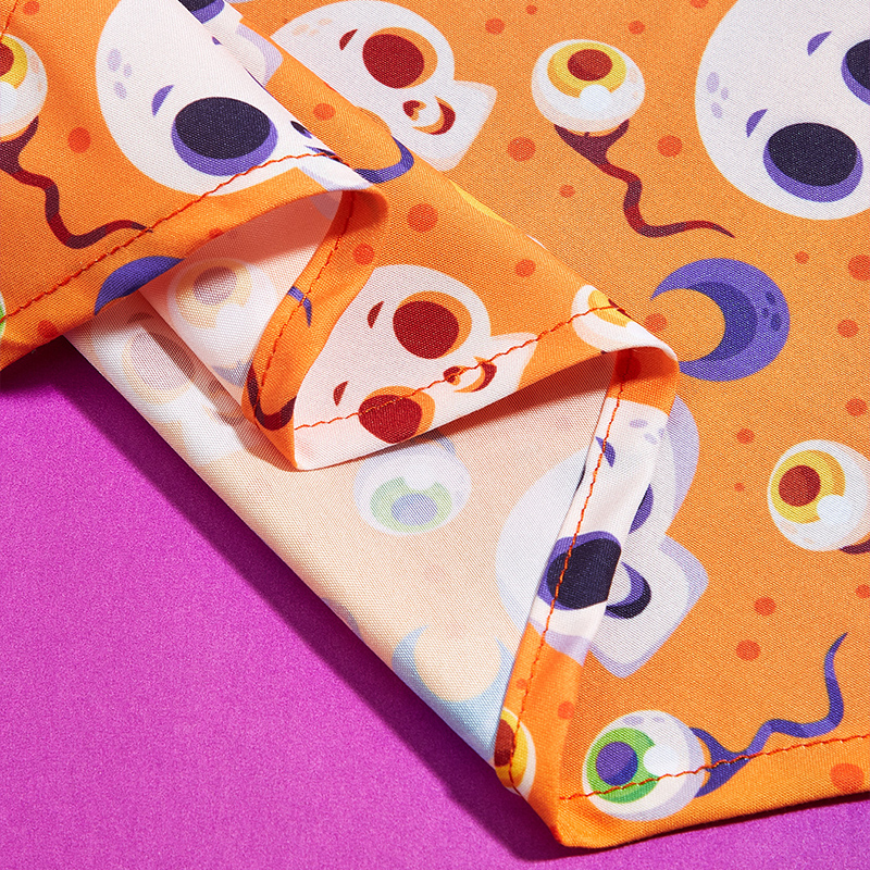 Halloween themed pet bib featuring an orange skull design
