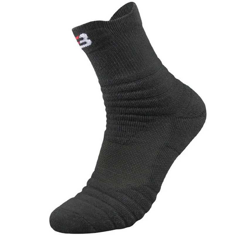 2 Pairs Large Plus Mens Outdoor Sports Elite Basketball Sock Cycling Compression Socks Cotton Towel Bottom Mens Socks Size4748 D250911