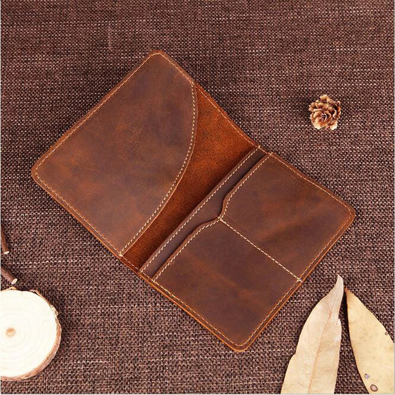 Unisex Genuine Leather Passport wallet Women Vintage Cow Leather Passport cover Wallet Men Credit Card Holder Travel Wallet250906