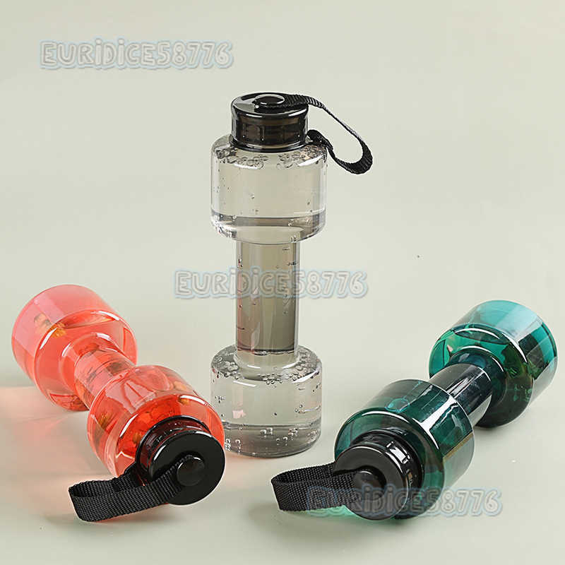Dumbbell Fitness Portable Water Bottle Creative Outdoor Sports Water Cup Plastic Barbell Water Bottle 700ml Training H250911