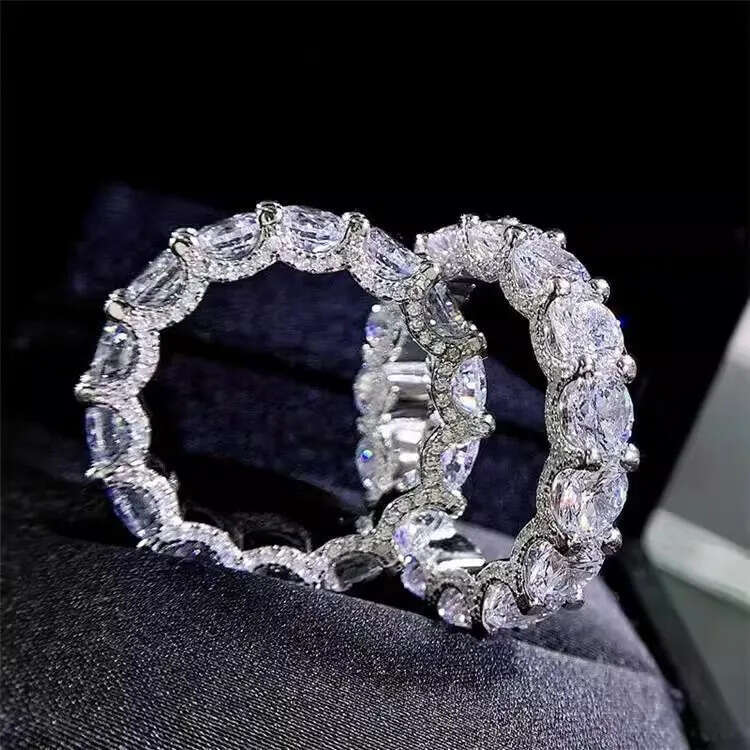 Choucong Brand Designer Gorgeous Sparkling Jewelry Wedding Rings Real 100% Sterling Sier Round Cut White Moissanite Dia Women Engagement Ring