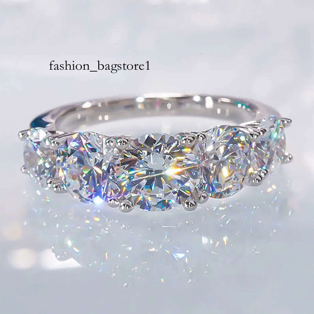 5 Stones 3.6cttw Full Moissanite Rings for Women S Sterling Sier Row Ring Plate Sparkling Dia Wedding Bands Jewelry