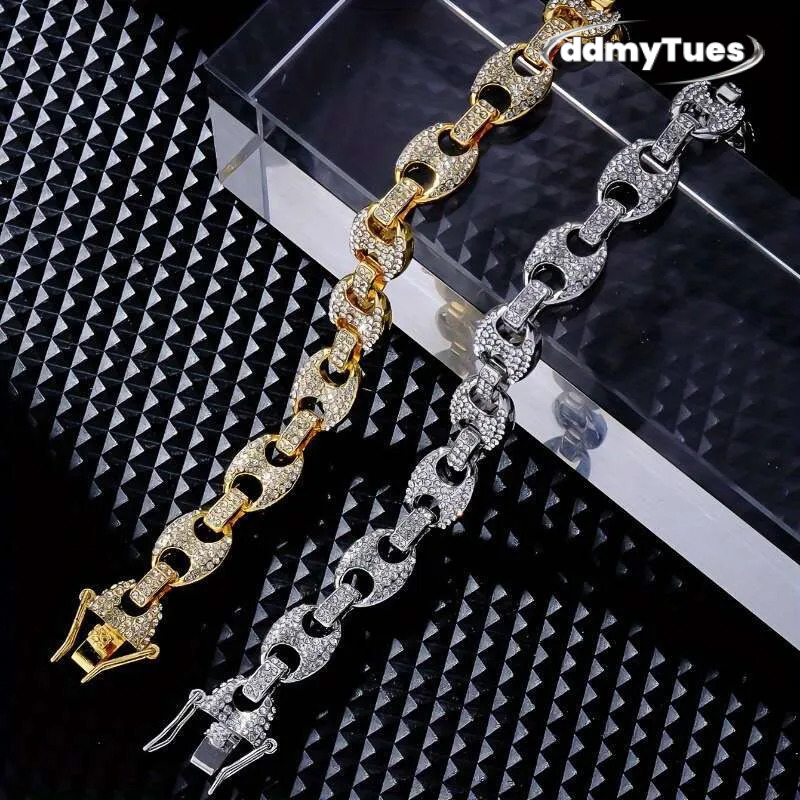MOXI Hot-Selling Hip-Hop Rapper Personality Temperament High-End Non-Fading Copper Inlaid Zircon Bracelet TUES