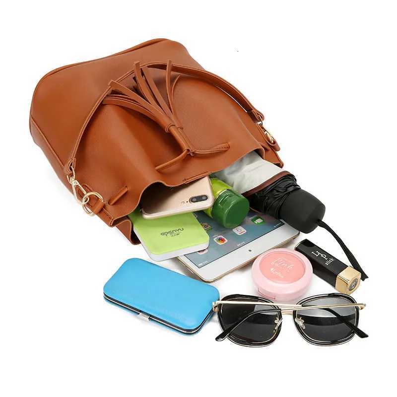 Fashion Women Drawstring Bucket Shoulder Bag Female PU Leather Tote Pouch Crossbody Messenger Bag Handbag for Ladies s Z250911