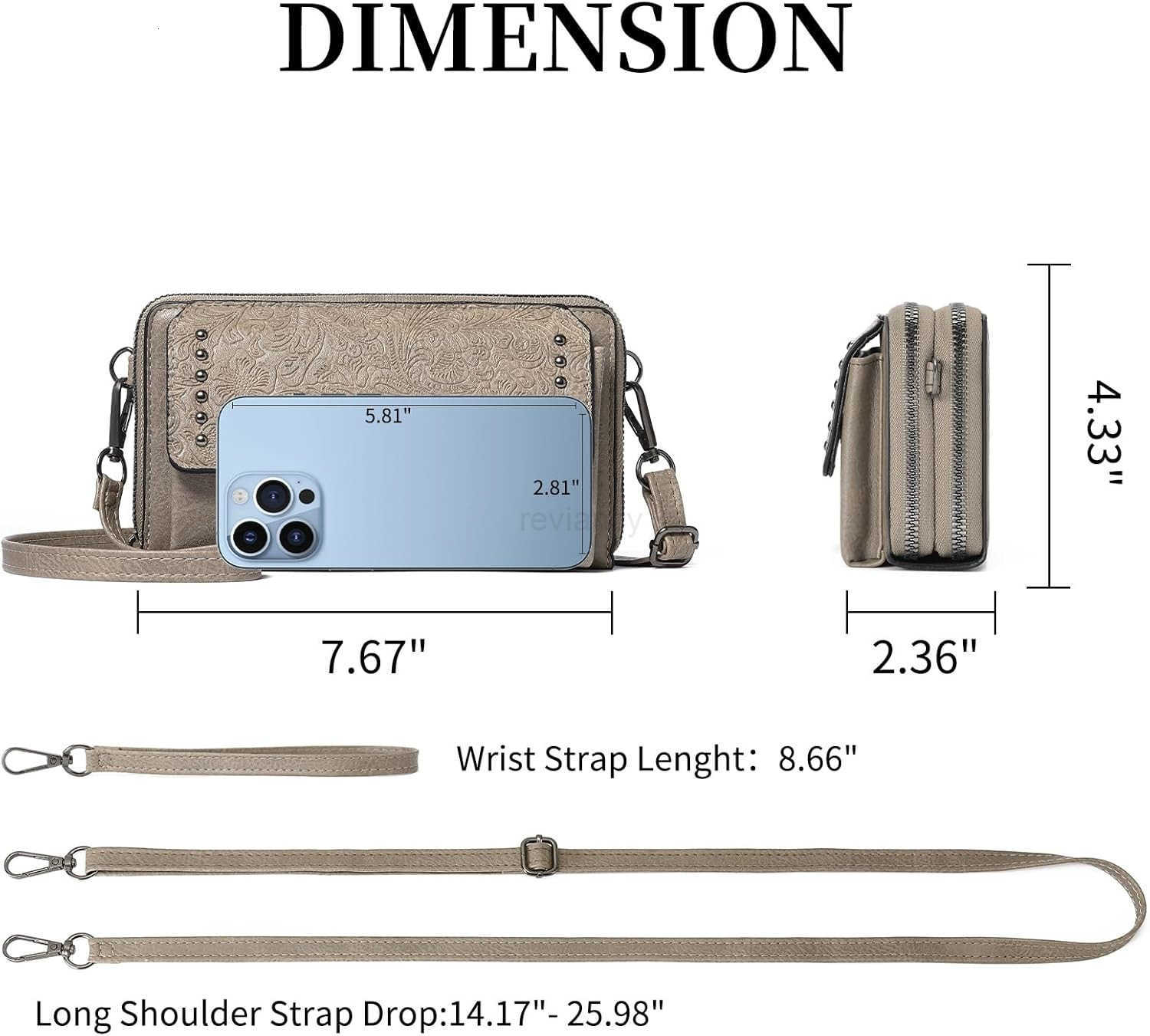 Crossbody Bags for Women Small Leather Cell Phone Wallet Wristlet Purse with Zip Around 2 StrapW250911