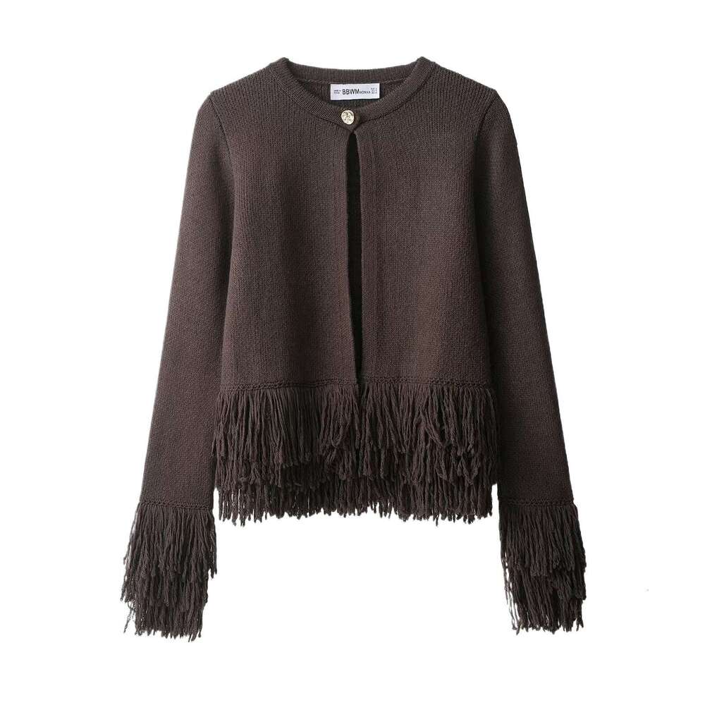 DHEssentials Women's Clothing 2025 Autumn New Small Chanel Style Design Tassel Button Knitted Jacket 6427109