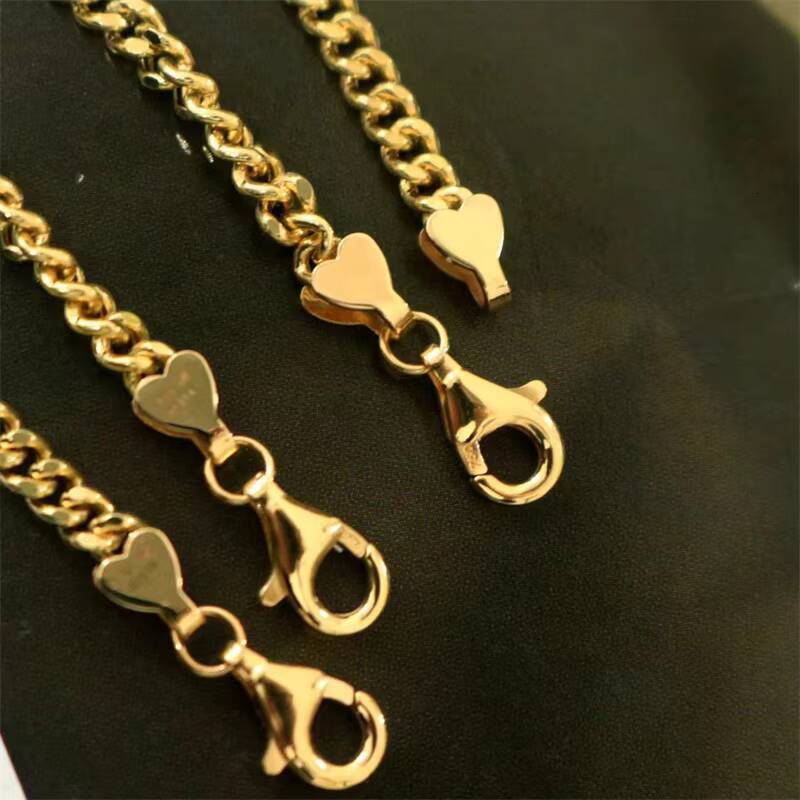 18K Yellow Gold Round Cut Diamond Cuban Link Bracelet Solid Gold 3MM Cuban Link Bracelet for Men and Women