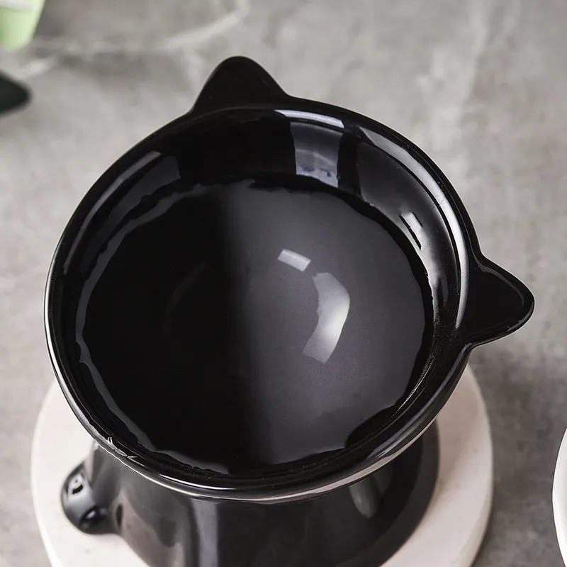 Cat Bowl Large Capacity Pet Bowl Cat Food Bowl Neck Guard Kitten Diagonal Pet Bowl