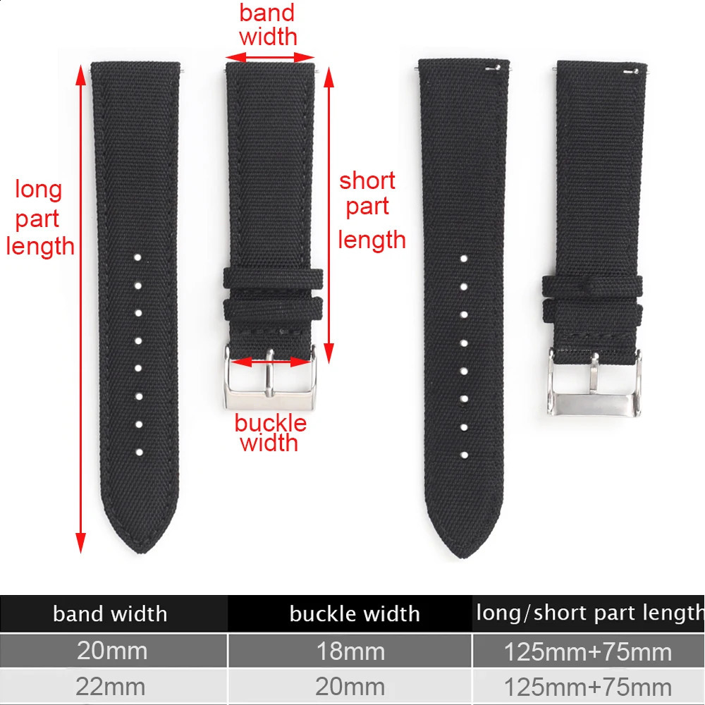 18mm 19mm 20mm 21mm 22mm 24mm Waterproof Sailcloth Watch Strap TwoSided Nylon Watchband Quick Release Band Sport Belt For Men 250910