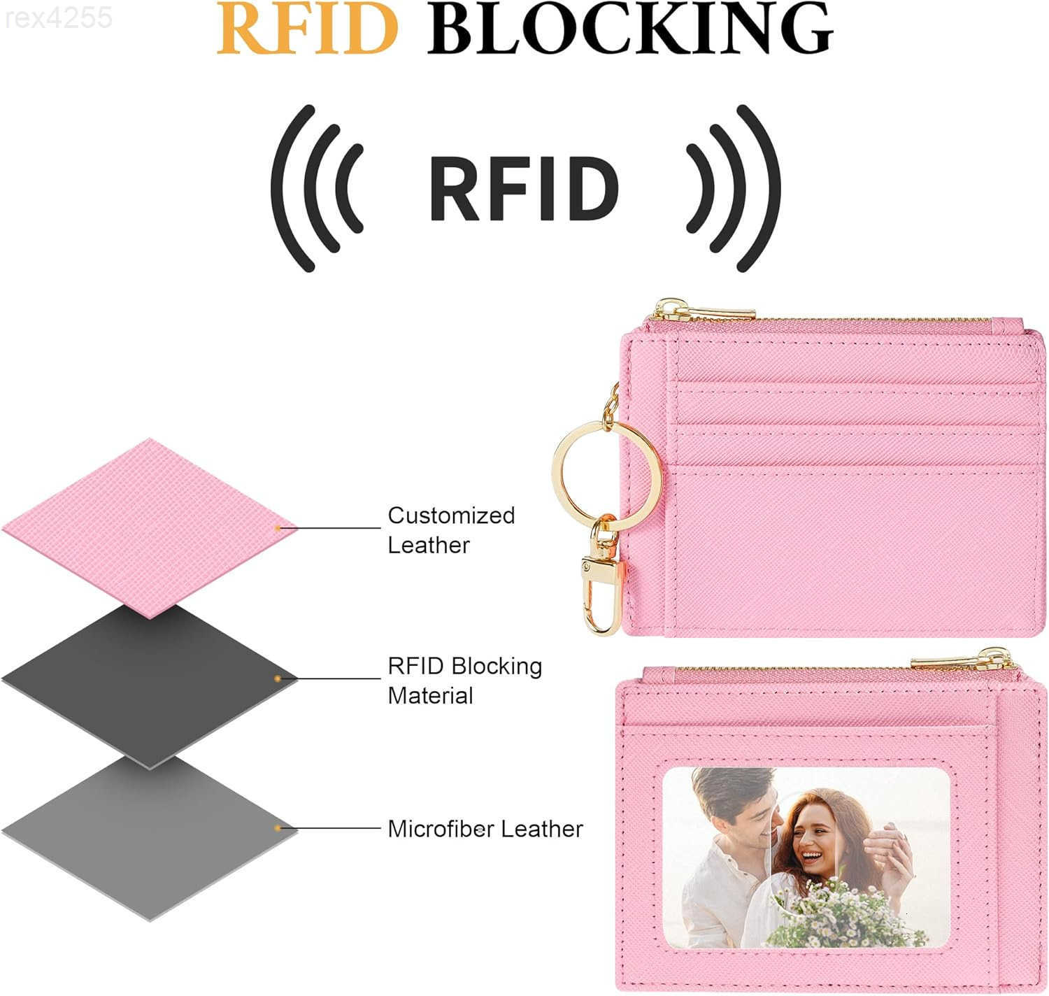 Sodsay Card Case Slim Front Pocket Wallet for Women Credit Card Holder with KeychainW250911
