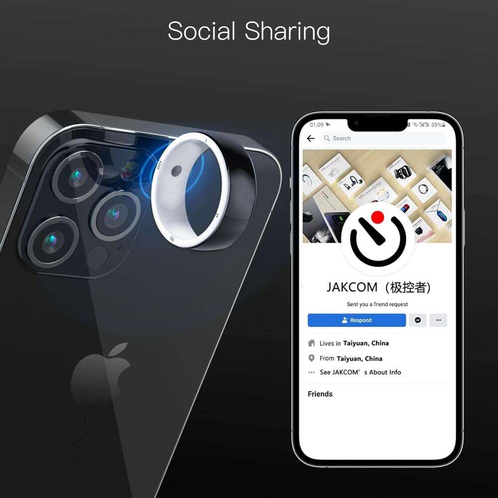 JAKCOM R5 Smart Ring New Intelligent Wearable Device Build-in 13.56mhz 125khz 6 RFID Cards 128GB Wireless Disk Sharing 2 Health Stones & Many NFC Func