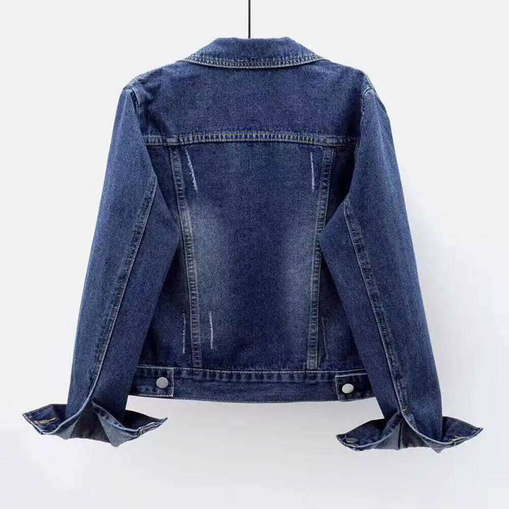 Women Single-Breasted Chest Flap Pocket Jacket Long Sleeve Slim Short Coat Retro Ladies Denim Jackets Outerwear