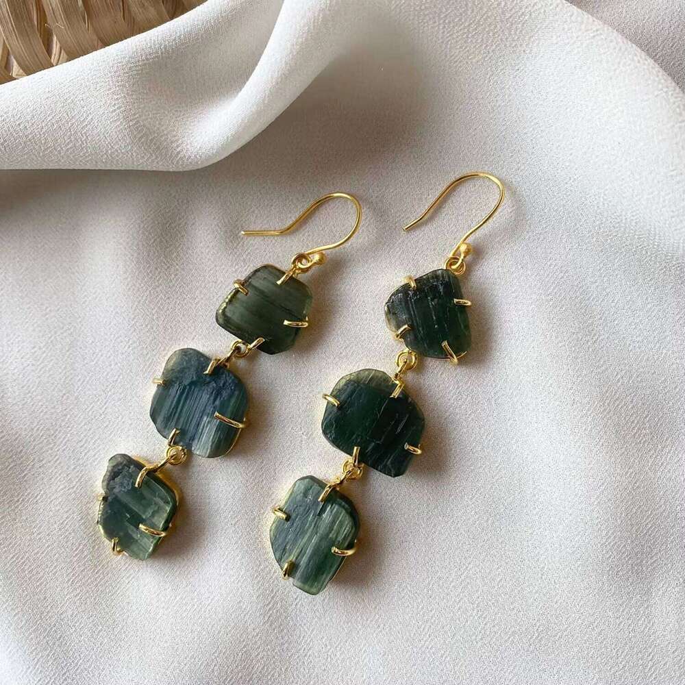 Sterling Sier Women's Handmade Drop Dangle Earrings Raw Rainbow Moonstone Gemstone Prong Setting Wholesale Moissanite