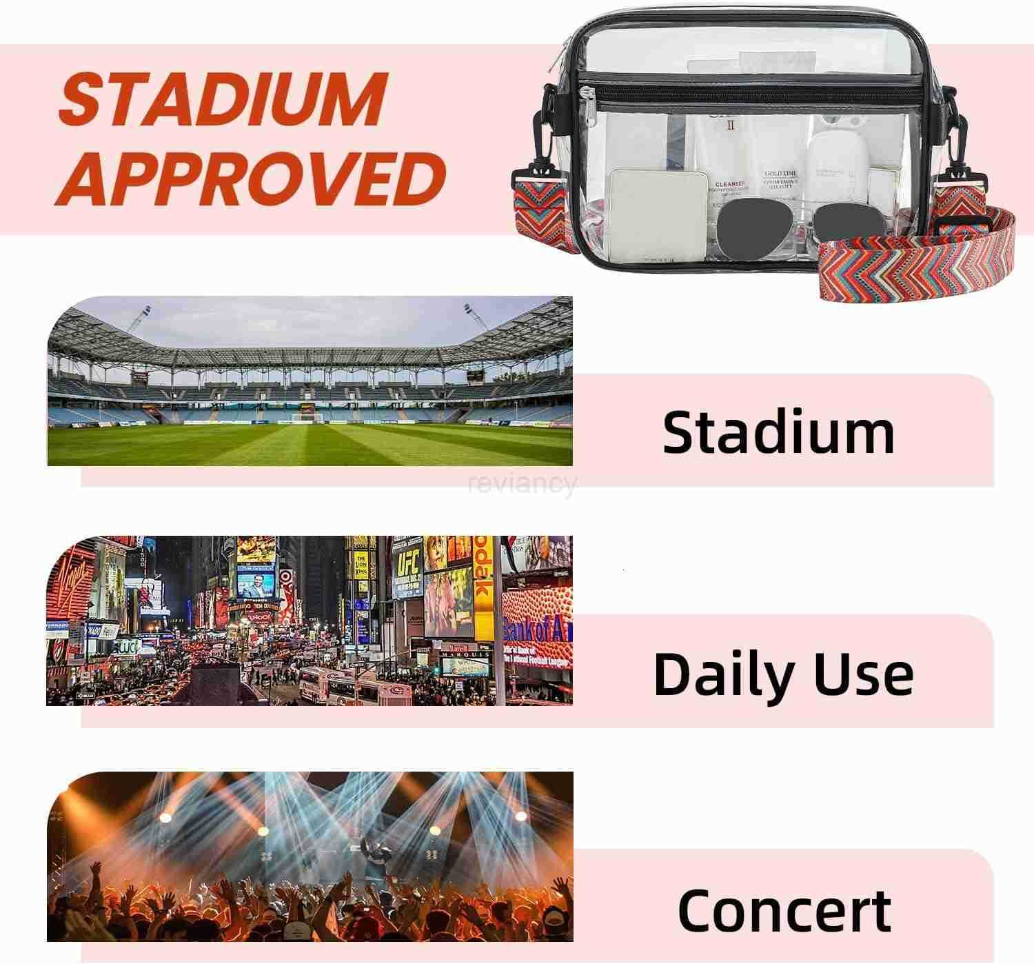 Clear Bag Stadium Approved Crossbody Shoulder Messenger Clear Purse with Adjustable StrapW250911