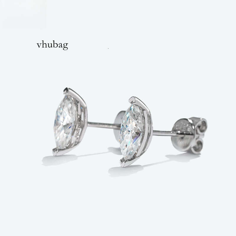 Fashionable S Sterling Sier Marquise Cut Moissanite Dia Earrings