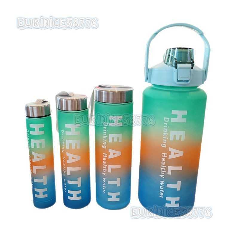 Fourpiece Set Frosted Gradient Celebrity Space Cup Plastic Straw Water Cup Large Capacity Handheld Outdoor Sports Water Bottle H250911