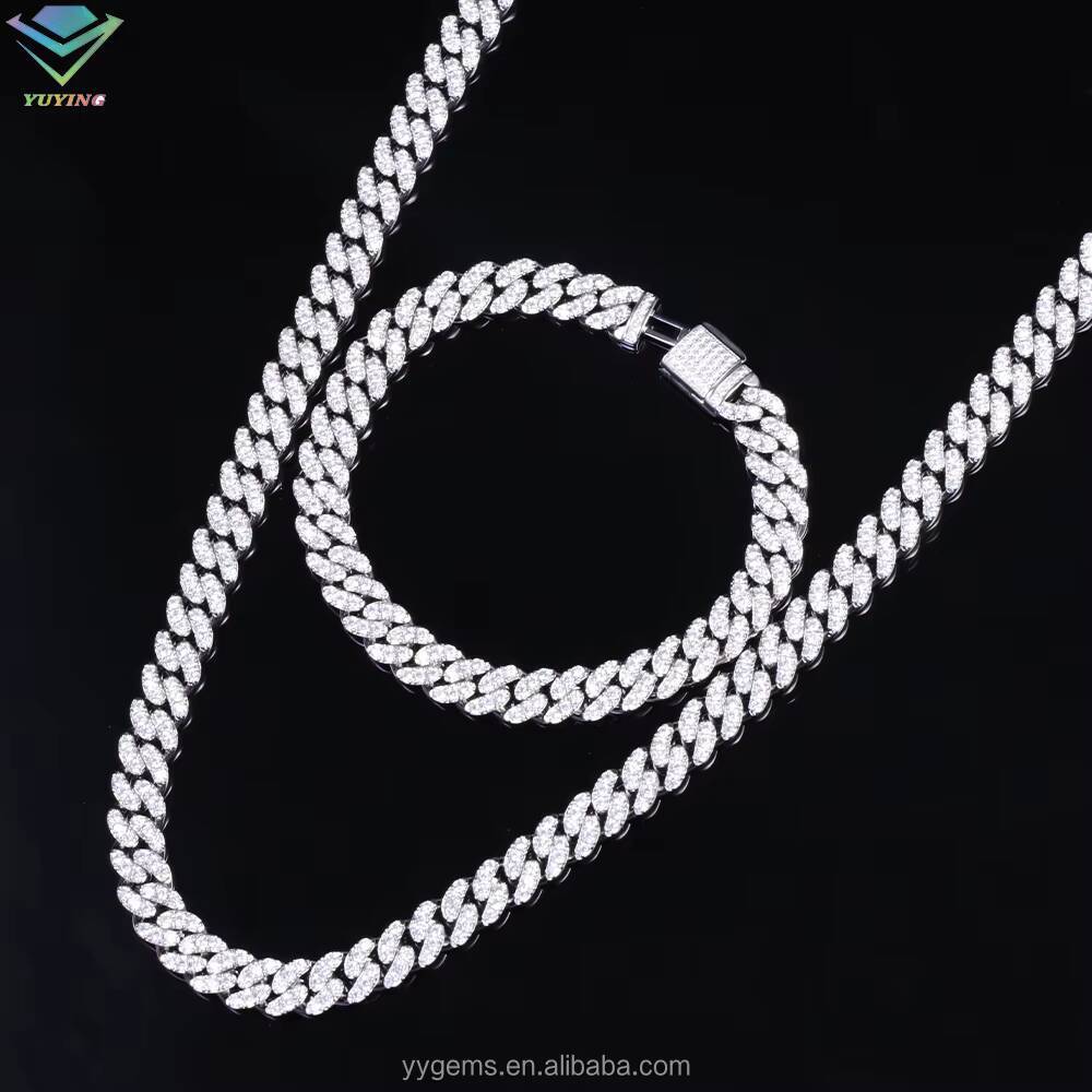 6mm10mm Single Row Vvs Diamond Chain S925 Silver GRA Moissanite Cuban Link Necklaces Bracelets Women Man Fine Jewelry