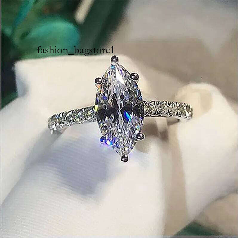 5CT Sparkling Hot Sale Jewelry White Gold Fill Marquise Cut Moissanite Dia Eternity Party Women Wedding Band Ring For Love