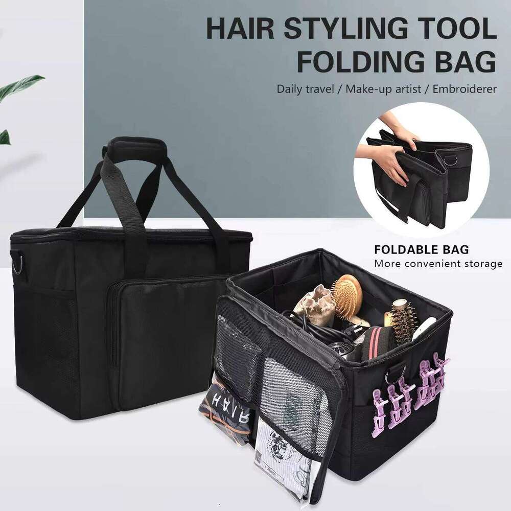 Large Capacity Barber Fold - Travel Makeup Case Hairdressing Salon Organizer Grooming Scissor Tools Storage Cosmetic Bag