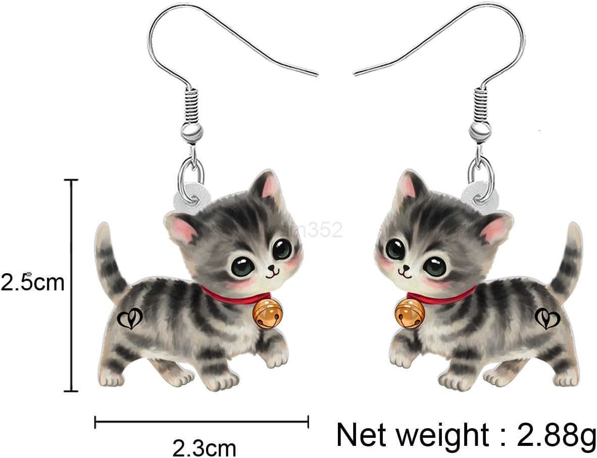 Lovely Cute Black Acrylic Dangle Cat Earrings for Women Kitten Jewelry Gifts Funny Sensitive Ears Hypoallergenic CharmsW250911