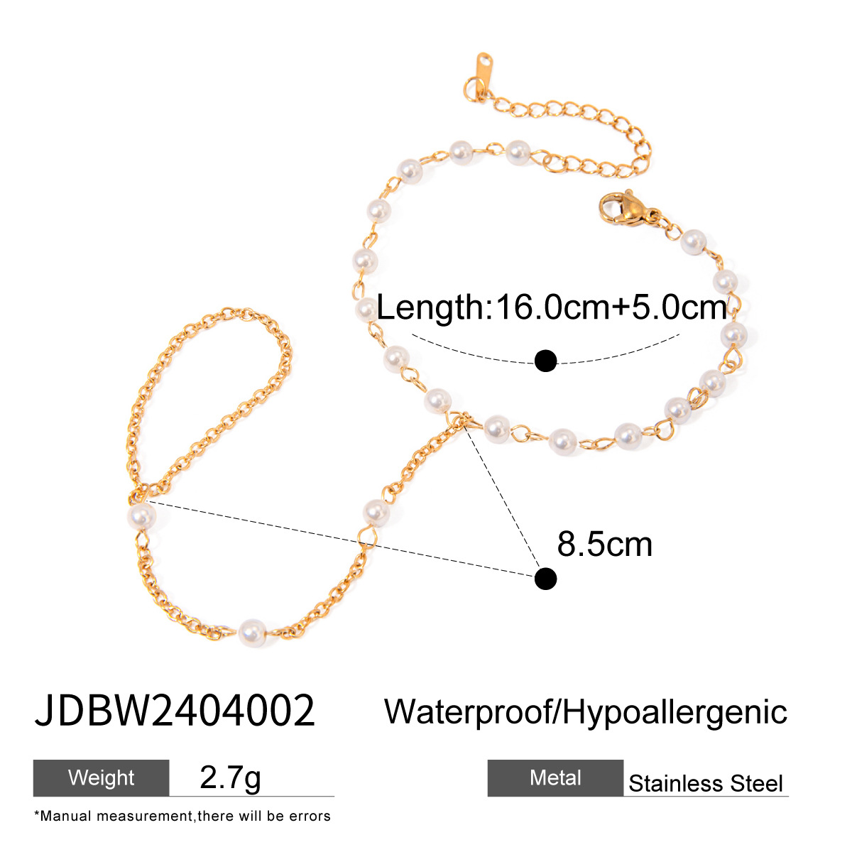 Luxury Bracelet Designer Bracelets women Zircon Jewelry Stainless steel plated with 18K gold Artificial pearls chain Holiday and vacation gifts