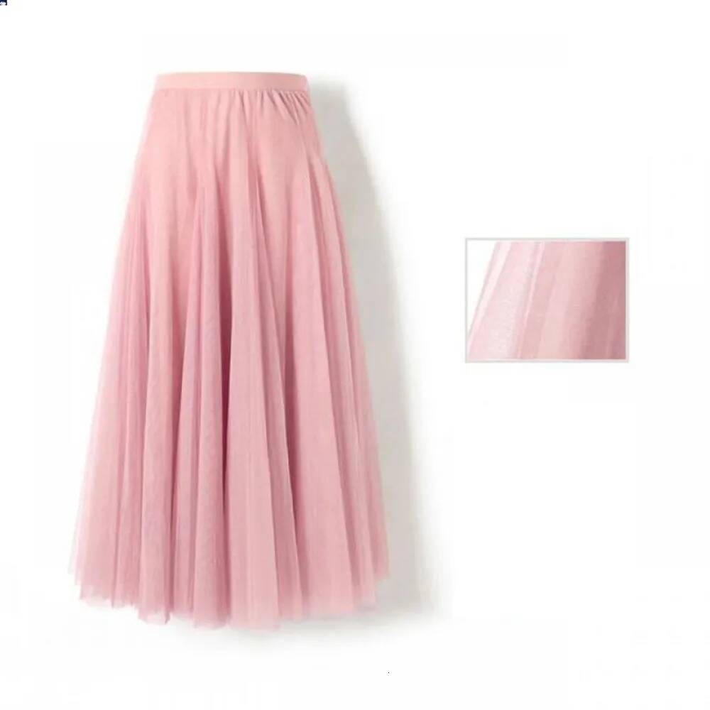 New Women Mesh Elastic Tutu Beach Spring Summer Korean High Waist Fashion Pleated Long Skirt Black White Tulle Skirts dongdumaoyi
