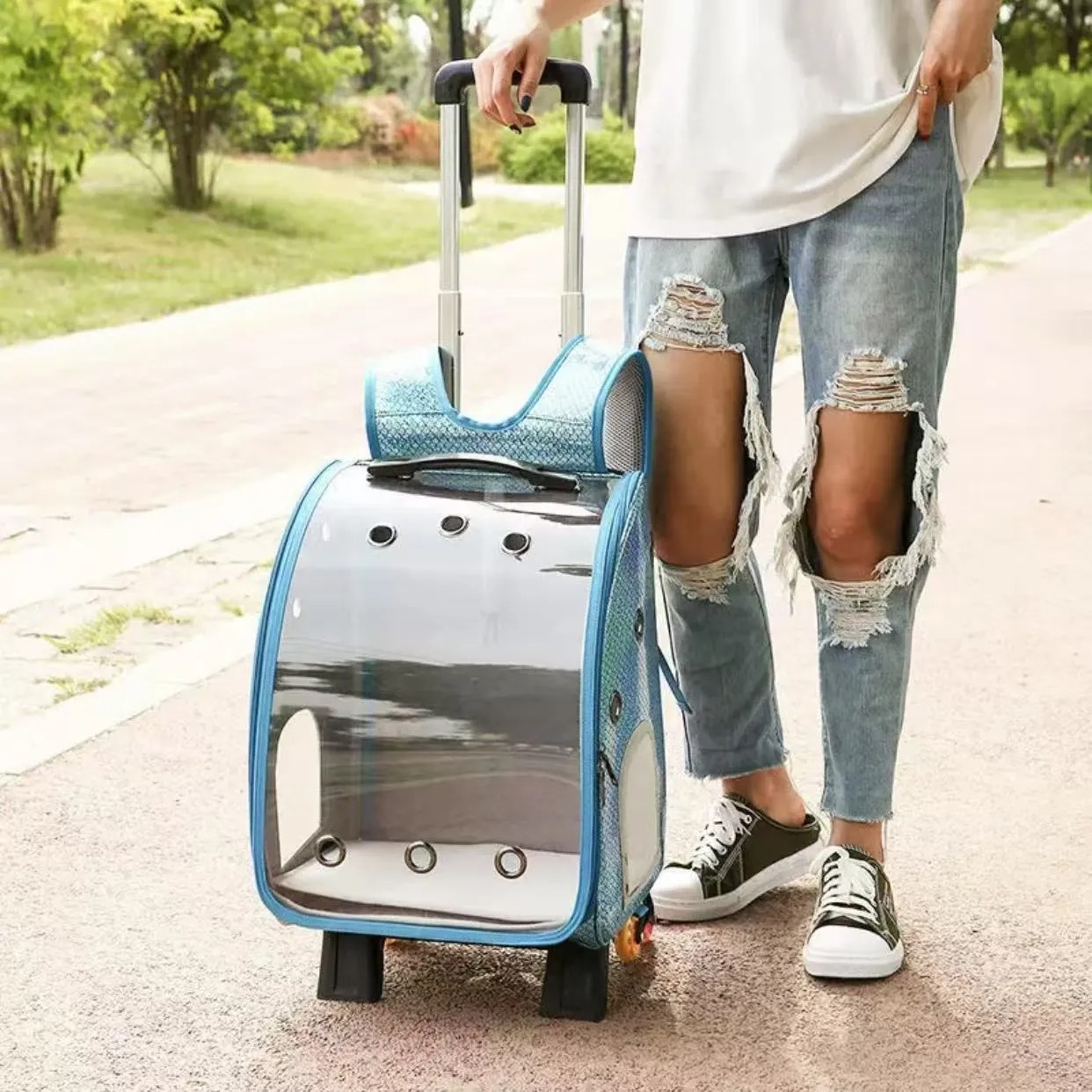 Pet rabbit portable backpack for outdoor activities, dwarf Dodge rabbit pet carrier summer carry out special basket, portable small cart cage