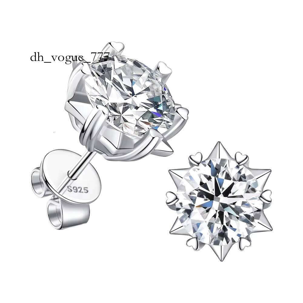 Sterling Sier Snowflake Earrings with Lab Grown Moissanite Hexagram Simple Elegant Temperament Jewelry