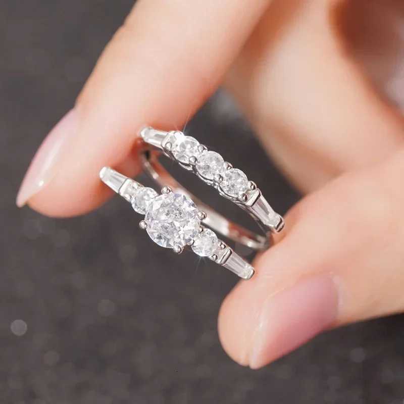 CAOSHI Charms Eternity 2PcSet Rings 925 Sterling Silver Gorgeous Fresh Flashing CZ Finger Accessory Wedding Statement Jewelry W250911