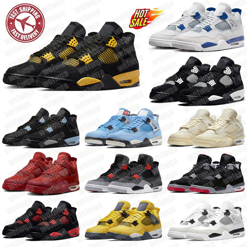 Designer 4 Basketball shoes Men Women 4s Sneakers Worn Blue Panda Military Black Cat 2025 Purple Thunder Cool Grey Bred Sports Mens Trainers Sneaker