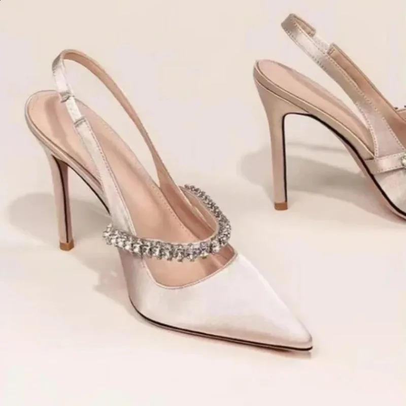 Womens Water Diamond 2025 Slim Heeled Pointed Highheeled Shoes with A Headband and Sandals for Womens Singles250910