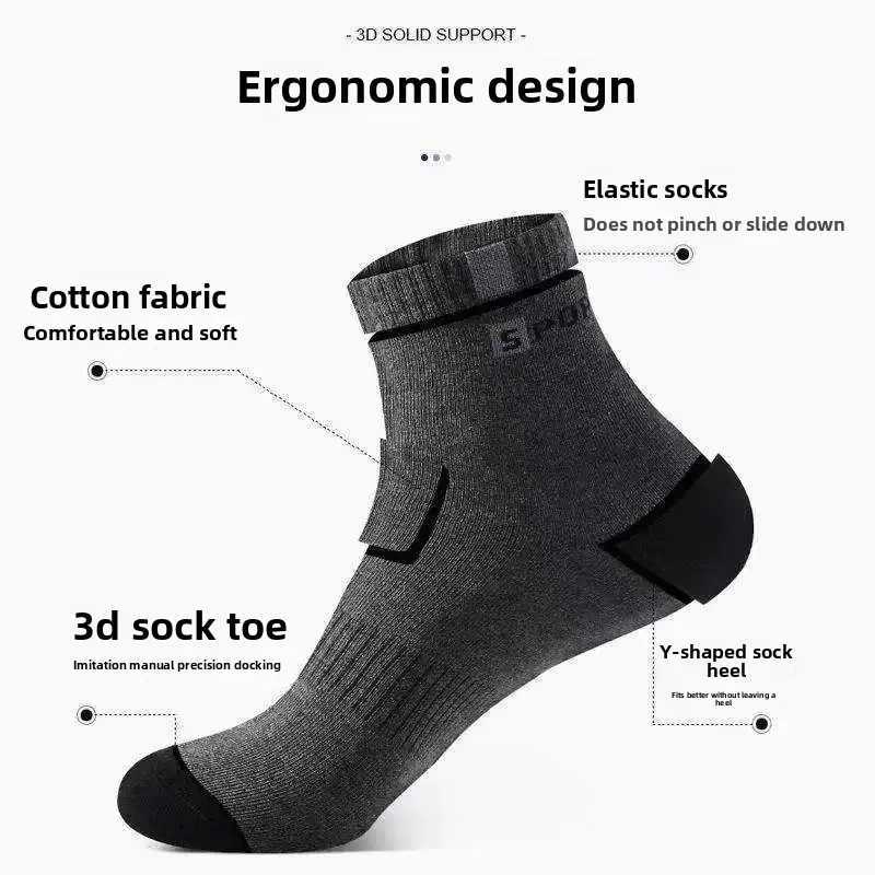 5 Pairs Cotton Sock for Men Sport Breathable Soft Letter Fashion Sneakers High Elastic Middle Tube Stocking Towel Sox Summer D250911