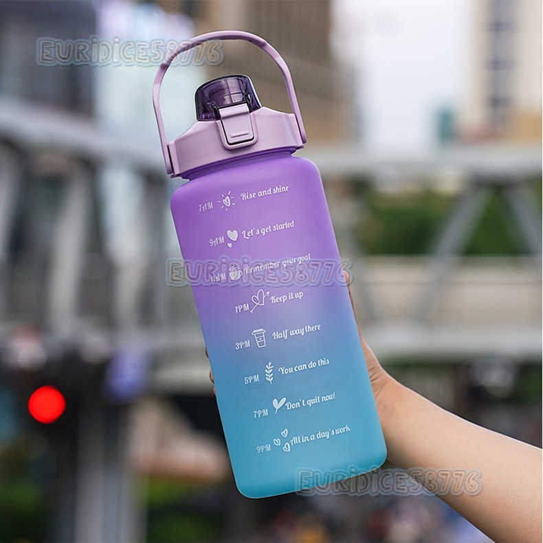 Gradient Water Cup Straw Cup Frosted Cup Large Capacity Kettle Outdoor Sports Water Cup Portable Straw Plastic Cup H250911