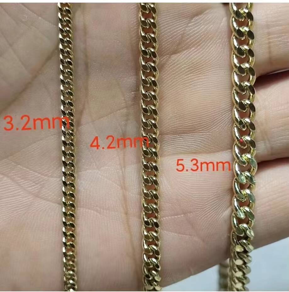 GC04 Hiphop Cuban Link Chain Necklace Cadenas De Oro 18k Au750 Pure Chain 18k Japan Gold Jewelry 18k Real Solid Gold Chain