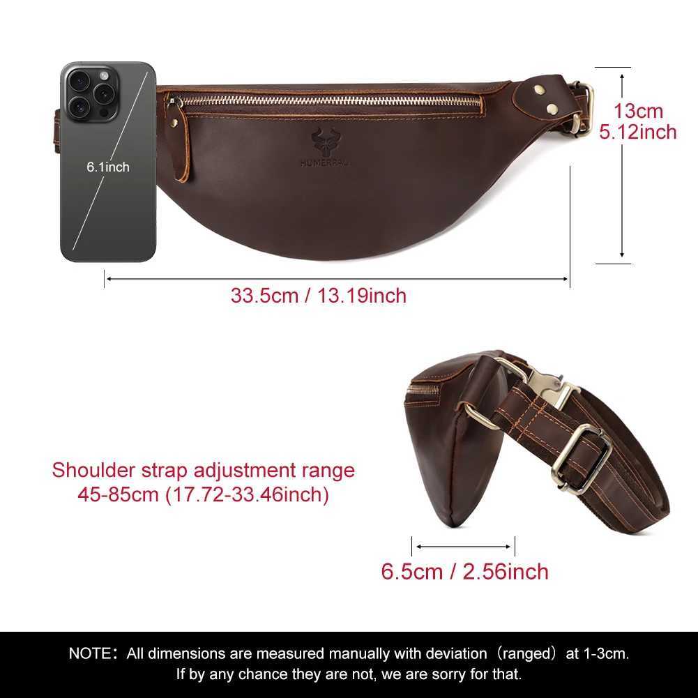 HUMERPAUL 100 Crazy Horse Leather Waist Belt Bags Fanny Pack for Cell Phone Multifunction Outdoor Travel Chest Bag Z250911
