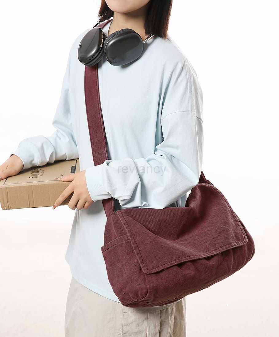 Messenger Bag for Women Men Satchel Bag Canvas Crossbody Shoulder Bag Casual Sling BagW250911