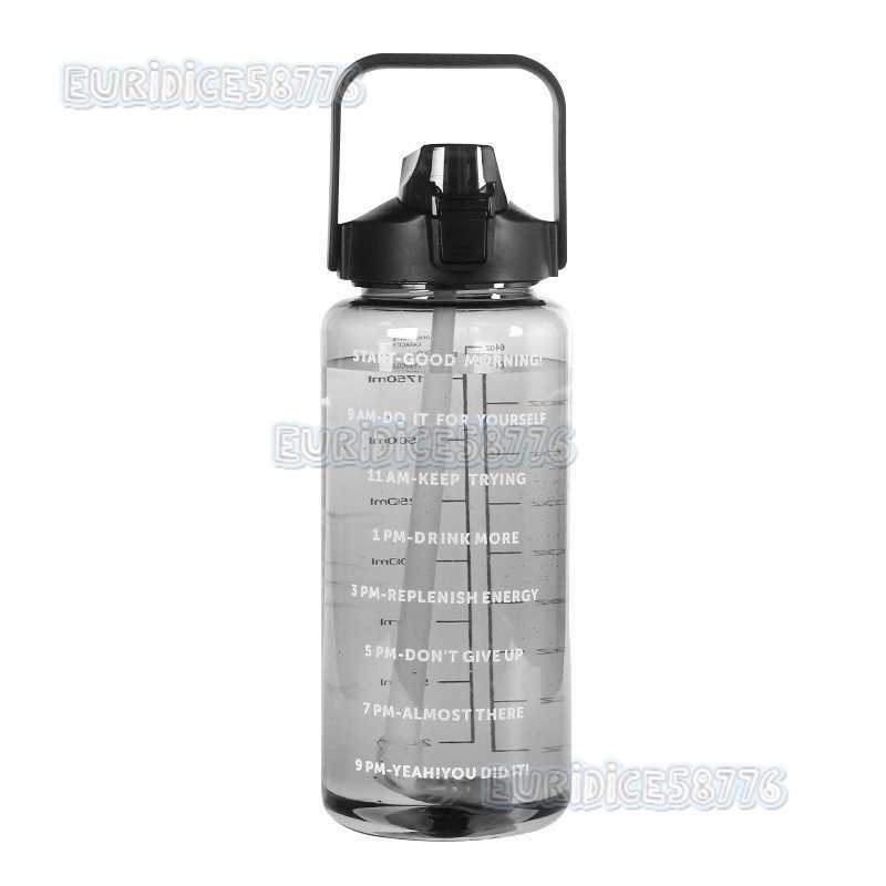 Large Capacity Sports Water Bottle Ton Cup Transparent 2l Straw Cold Water Bottle Outdoor Space Cup Graduated Plastic Water Cup H250911