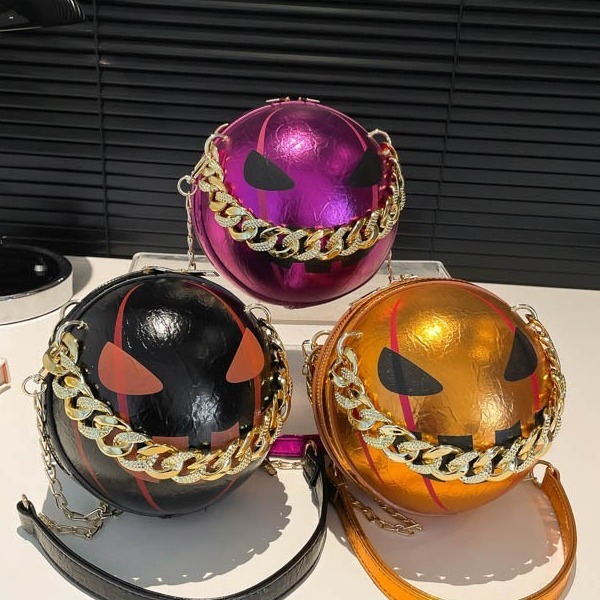 Halloween New Small Round Bag Fashionable Light Luxury Versatile Trendy Niche Design Pumpkin Bag Women's Shoulder Bag Designer Bag