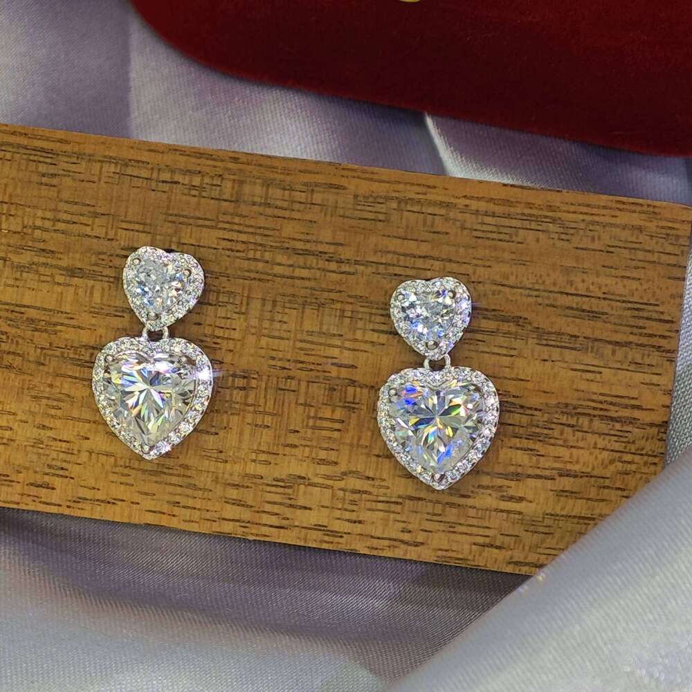 Ilona Sier Pendant Romantic Moissanite Fashionable Jewelry Heart Stud Earrings