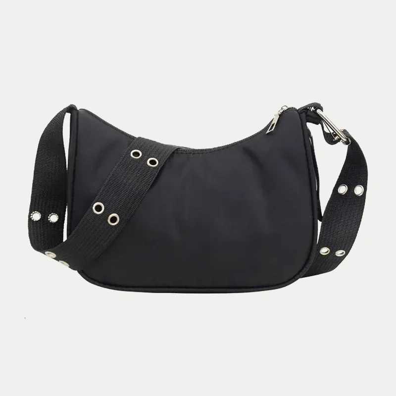 Casual Shoulder Bags For Women Black Waterproof Nylon Crossbody Bag Cool Girls Underarm Handbag Purse W250911