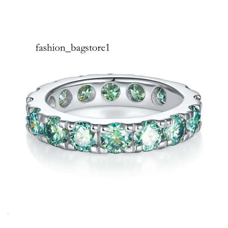 Men Women Rings Sterling Sier Dia Passed Test 4mm Blue Green Moissanite Ring for Party Wedding Nice Gift