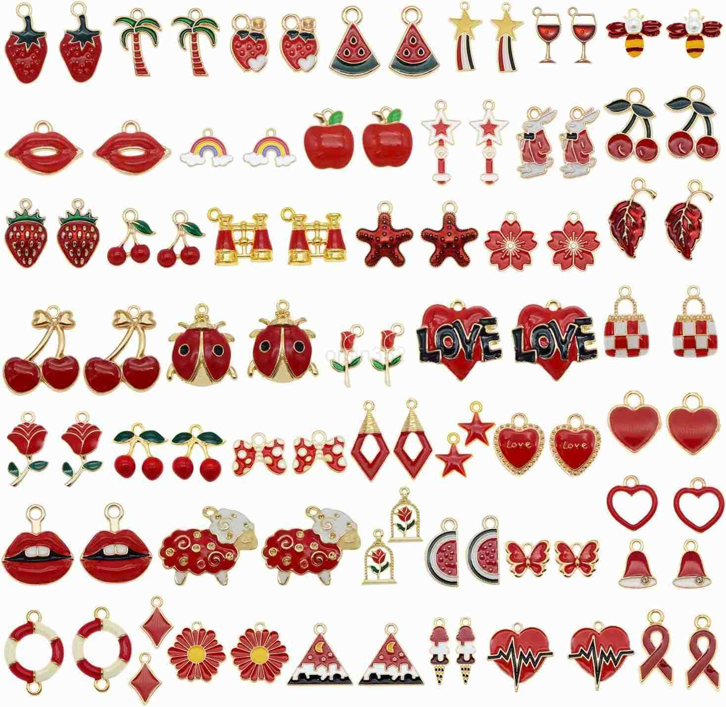 Wang 60Pcs 30 Pairs Enamel Charms Pendants for Jewelry Making Bulk lot Necklace Earrings s Craft DIYW250911