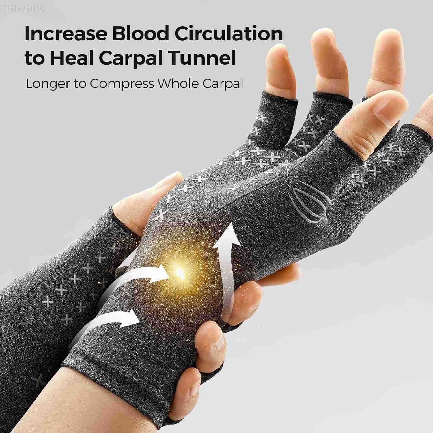 Copper Arthritis Gloves for Carpal Tunnel Pain Relief Strengthen Compression Gloves to Alleviate Hand PainsSwelling Fingerless Computer Typing Gloves 
