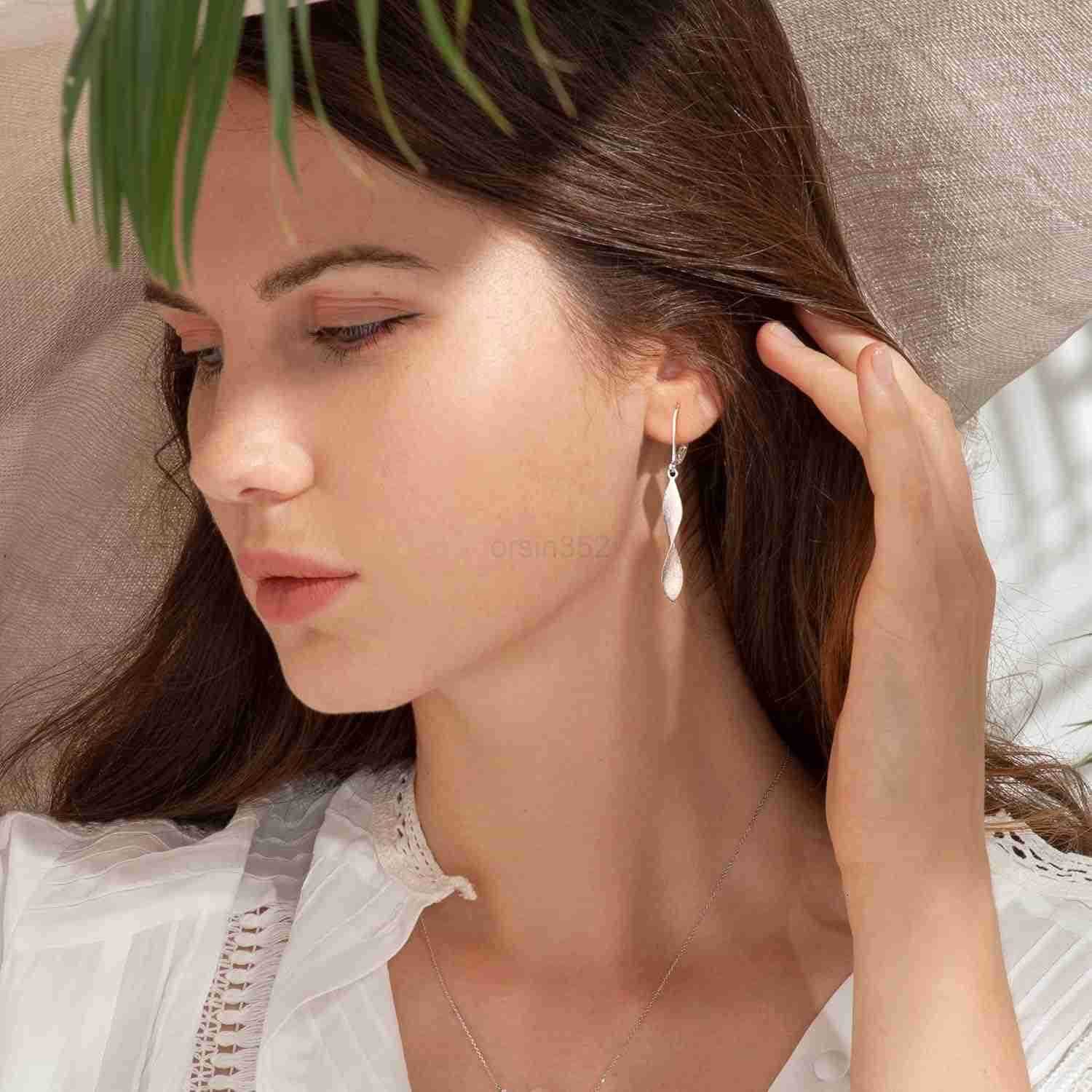 925 Sterling Silver Twisted Dangle Earrings for Women Hypoallergenic Handmade Earrings Spiral Leverback Drop Dangle Earrings Trendy for Women Jewelry 