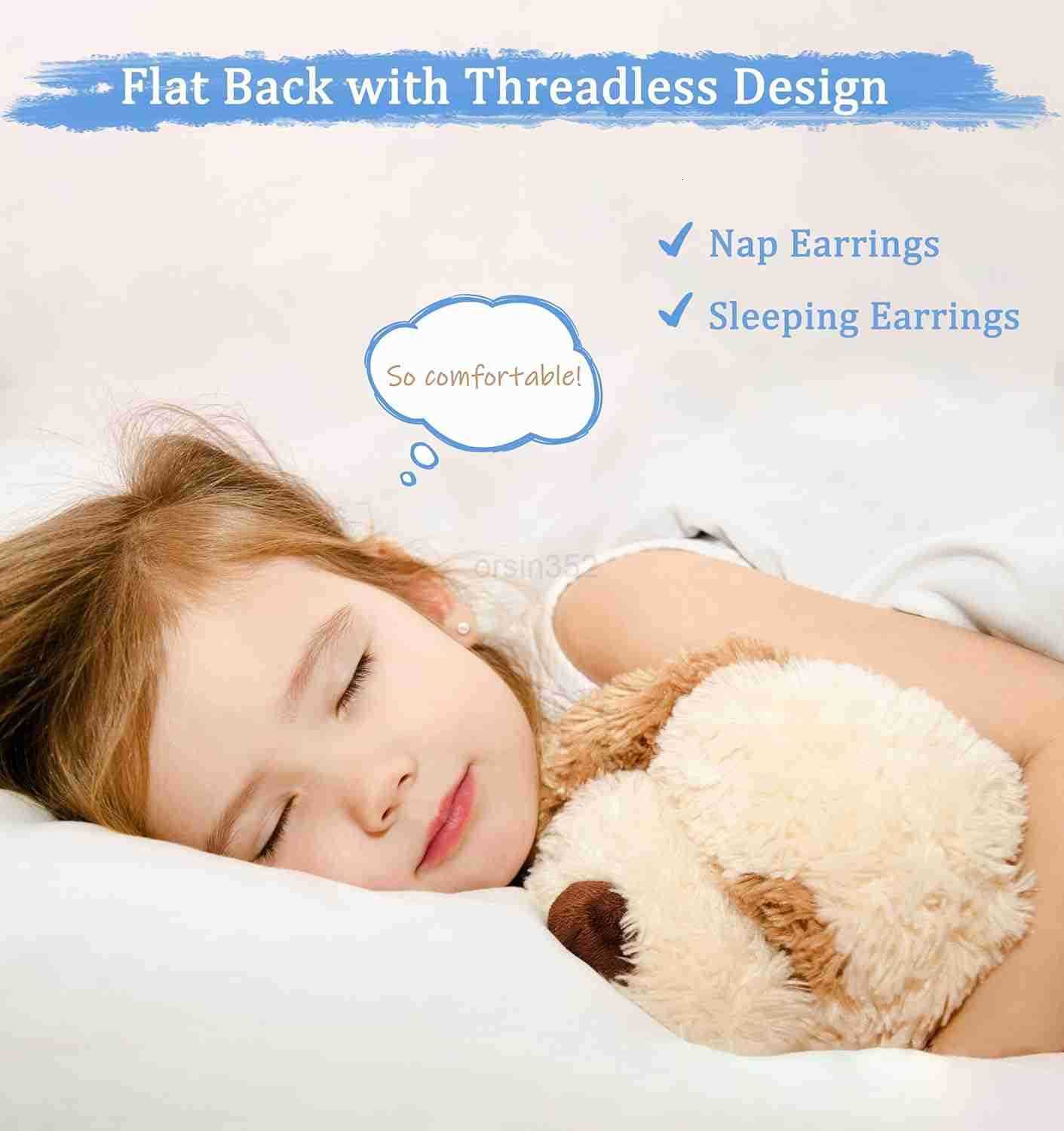 Earrings for Girls Pushin Titanium Hypoallergenic Threadless Flat Back Earrings for Women Sensitive Ears Cartilage Cute Small Pearl Star Flower Heart 