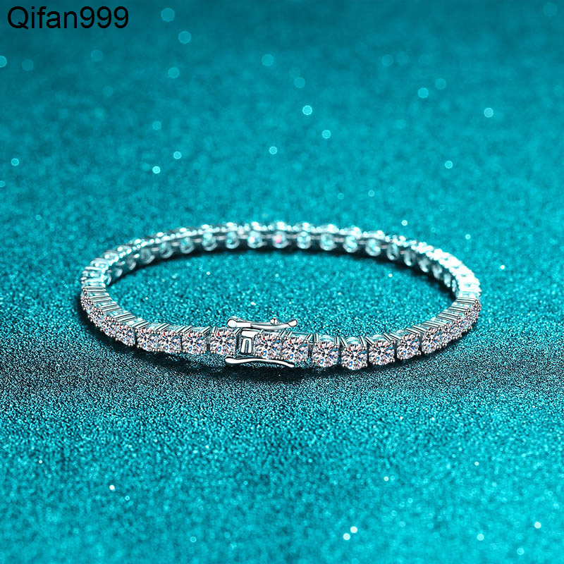 Decoral Wholesale VVS 3mm5mm Moissanite Iced Out Tennis Bracelet 925 Sterling Silver Sparkling Moissanite Tennis Bracelet Chain