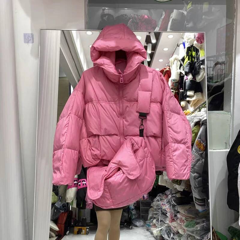 Winter Solid with Backpack Hooded Jacket Female Thick Quilted Parka Outwears Women White Duck Down Warm Short Jackets